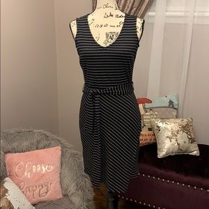 Asymmetrical Striped Ponte Dress